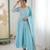 Sky blue faux blooming anarkali gown set with dupatta