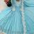 Sky blue faux blooming anarkali gown set with dupatta