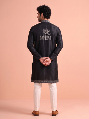Men embroidered satin fabric embroidered kurta set 5