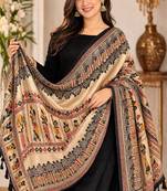 Beige art silk geometric printed fancy casual dupattas for women