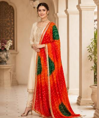Multicolor art silk bandhani printed fancy casual dupattas for women 1