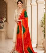 Multicolor art silk bandhani printed fancy casual dupattas for women
