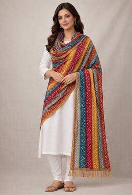 Multicolor art silk bandhani printed fancy casual dupattas for women 1