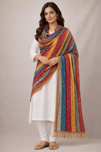Multicolor art silk bandhani printed fancy casual dupattas for women