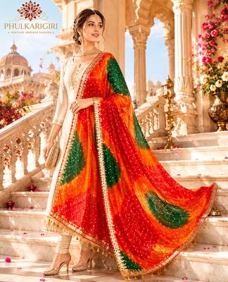 Multicolor art silk bandhani printed fancy casual dupattas for women 3