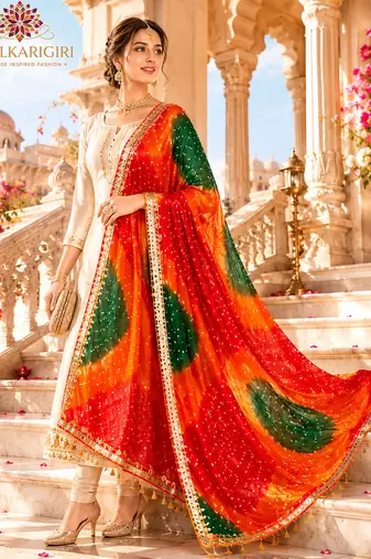 Multicolor art silk bandhani printed fancy casual dupattas for women
