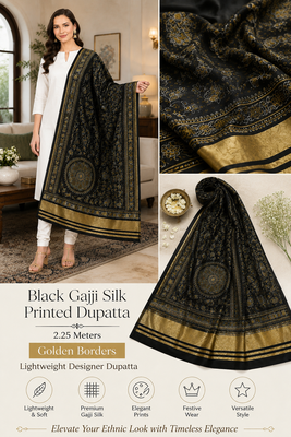 Black silk blend floral printed fancy casual dupattas for women 3