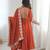 Orange roman silk blend gown set with chanderi dupatta