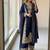 Navy blue faux georgette kurta palazzo set