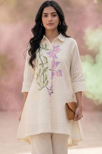 Women Floral Printed Regular Pure Cotton Kurta with Trousers