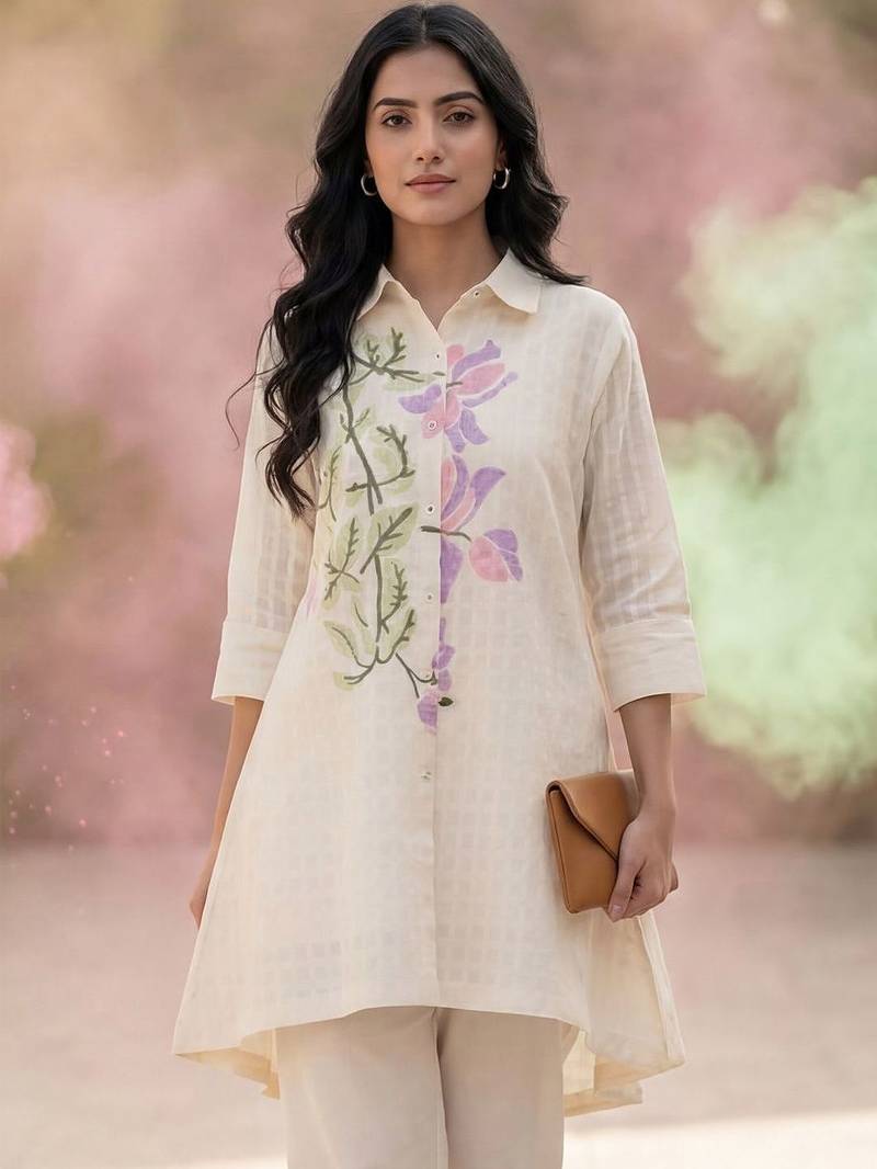 Women Floral Printed Regular Pure Cotton Kurta with Trousers