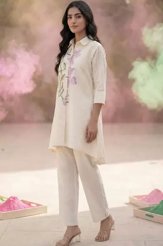 Women Floral Printed Regular Pure Cotton Kurta with Trousers