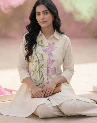 Women Floral Printed Regular Pure Cotton Kurta with Trousers 5