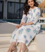 Women Floral Printed Panelled Pure Cotton Kurta with Trousers