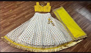 yellow banarasi georgette lehenga choli with gold motifs 2