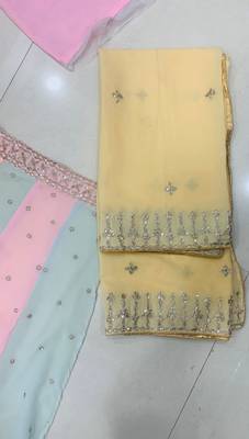 multicolor cording embroidery georgette lehenga set 4