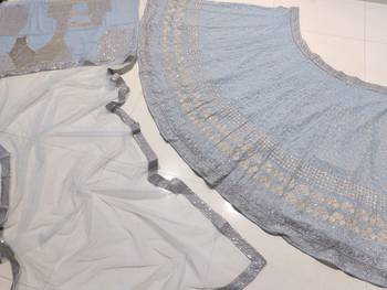 grey embroidery georgette designer lehenga choli set 3