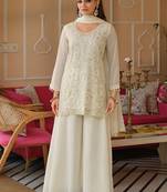 Women Ethnic Motifs Embroidered Regular Beads and Stones Kurta with Palazzos & With Dupatta