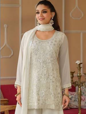 Women Ethnic Motifs Embroidered Regular Beads and Stones Kurta with Palazzos & With Dupatta 2