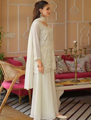 Women Ethnic Motifs Embroidered Regular Beads and Stones Kurta with Palazzos & With Dupatta 3