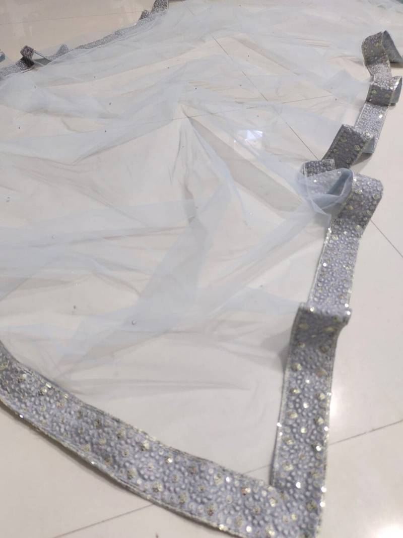grey embroidery georgette designer lehenga choli set