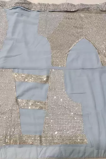 grey embroidery georgette designer lehenga choli set