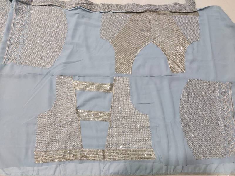 grey embroidery georgette designer lehenga choli set