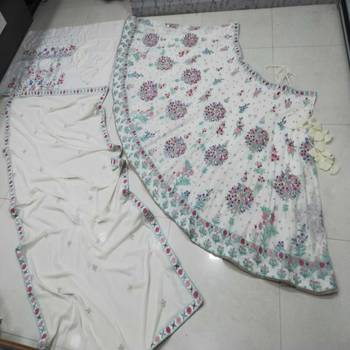 white embroidery georgette designer lehenga choli set 5