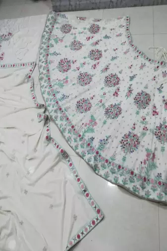 white embroidery georgette designer lehenga choli set