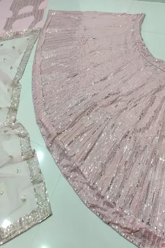 pink embroidery georgette designer lehenga choli set