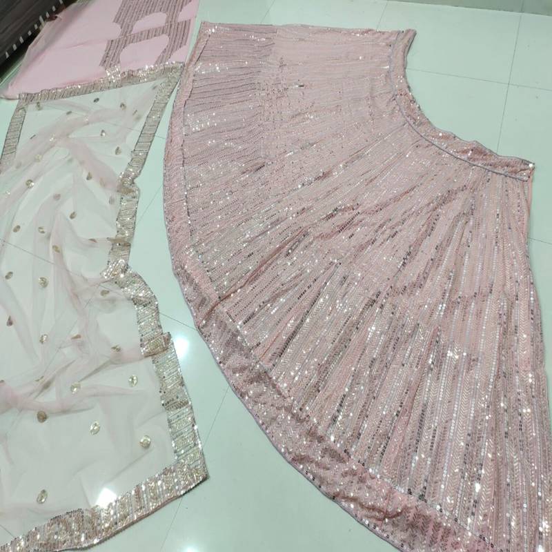 pink embroidery georgette designer lehenga choli set