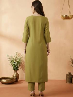 Women Empire Mirror Work Kurta with Trousers & With Dupatta 4