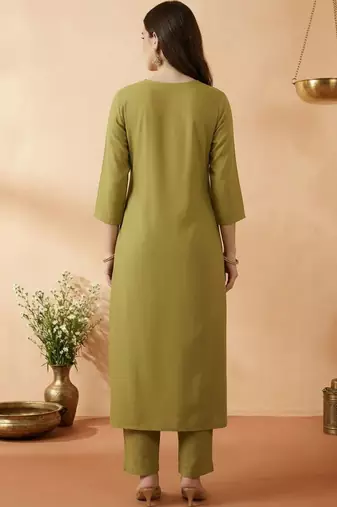 Women Empire Mirror Work Kurta with Trousers & With Dupatta