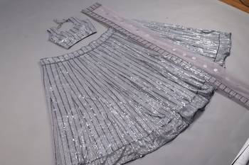grey embroidery georgette designer lehenga choli with dupatta 5