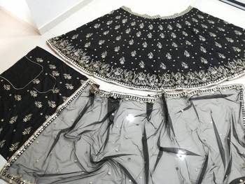 black french silk mirror embroidery lehenga choli with dupatta 5