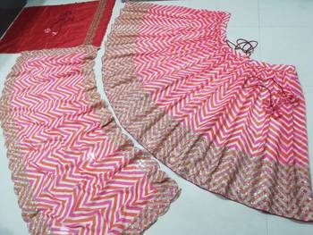 multicolor digital embroidered zig zag lehenga choli with dupatta 4