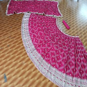 pink georgette lehenga choli with cording embroidery and dupatta 5