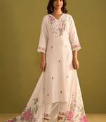 Women Floral Embroidered Regular Thread Work Kurta with Trousers & With Dupatta