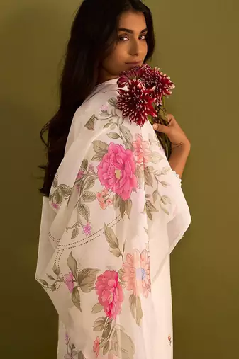 Women Floral Embroidered Regular Thread Work Kurta with Trousers & With Dupatta