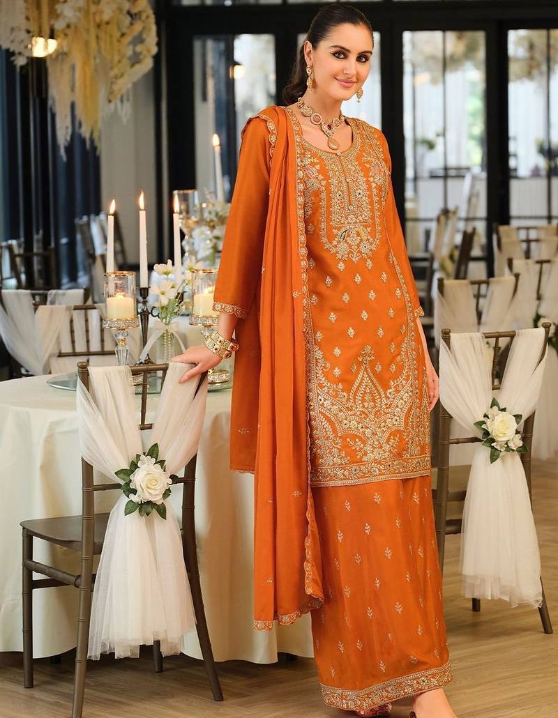 Women Ethnic Motifs Embroidered Regular Kurta with Palazzos & With Dupatta
