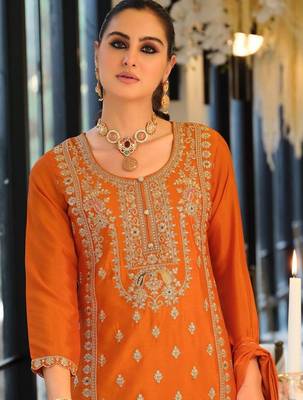 Women Ethnic Motifs Embroidered Regular Kurta with Palazzos & With Dupatta 2