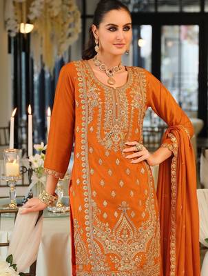 Women Ethnic Motifs Embroidered Regular Kurta with Palazzos & With Dupatta 3