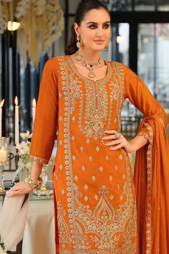 Women Ethnic Motifs Embroidered Regular Kurta with Palazzos & With Dupatta