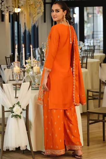 Women Ethnic Motifs Embroidered Regular Kurta with Palazzos & With Dupatta