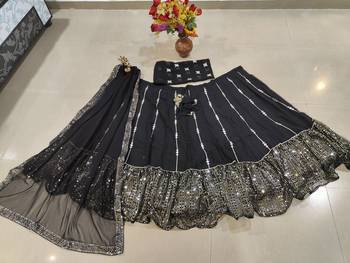 black georgette lehenga choli with embroidered bollywood designer look 4
