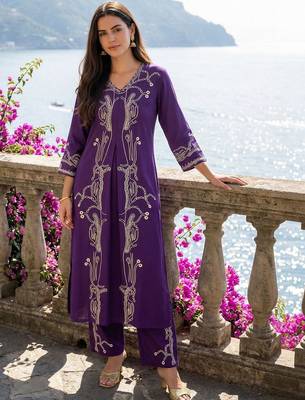 Women Printed Regular Beads and Stones Kurta with Palazzos 2