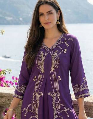 Women Printed Regular Beads and Stones Kurta with Palazzos 4