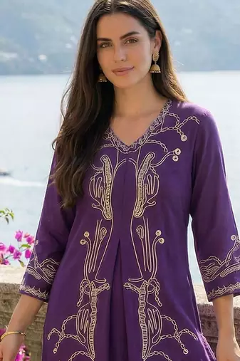 Women Printed Regular Beads and Stones Kurta with Palazzos