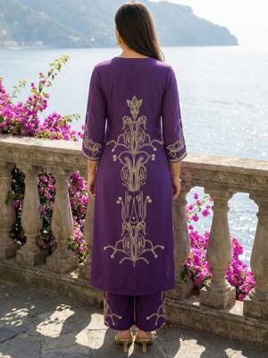 Women Printed Regular Beads and Stones Kurta with Palazzos 5