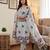 Grey muga cotton jamdani pichwai dress material with dupatta